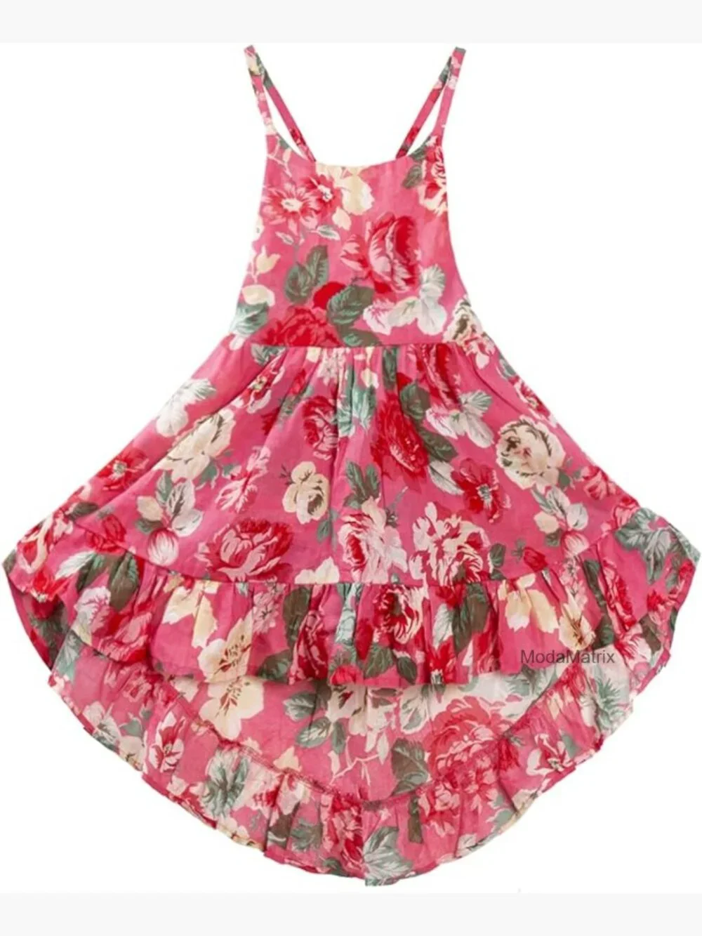 Girls Boho High Low Midi Dress Sleeveless Floral Fit & Flare Party